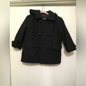 Kids Black Wool Duffle Coat